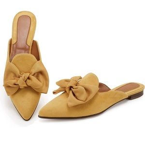 Rilista Mules for Women Slip On Comfortable Pointed Toe Size 10 Yellow